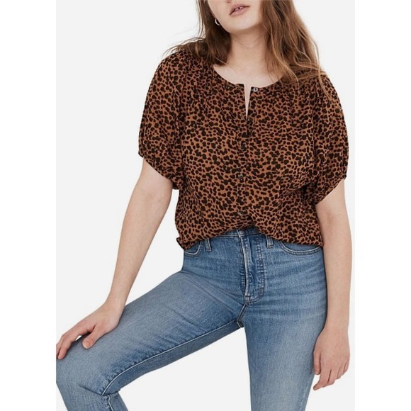 Madewell Peyton Leopard Short Sleeve Top Size XXS - Picture 1 of 5